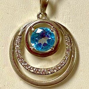 Kays Blue Topas and Diamond on a Sterling Necklace